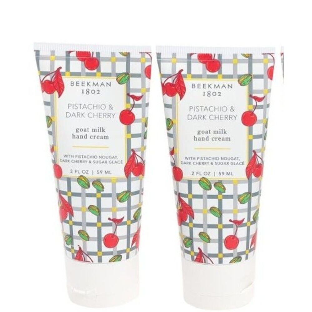 BEEKMAN 1802 PISTACHIO & DARK CHERRY GOAT MILK HAND CREAM  2 OZ  2 COUNT